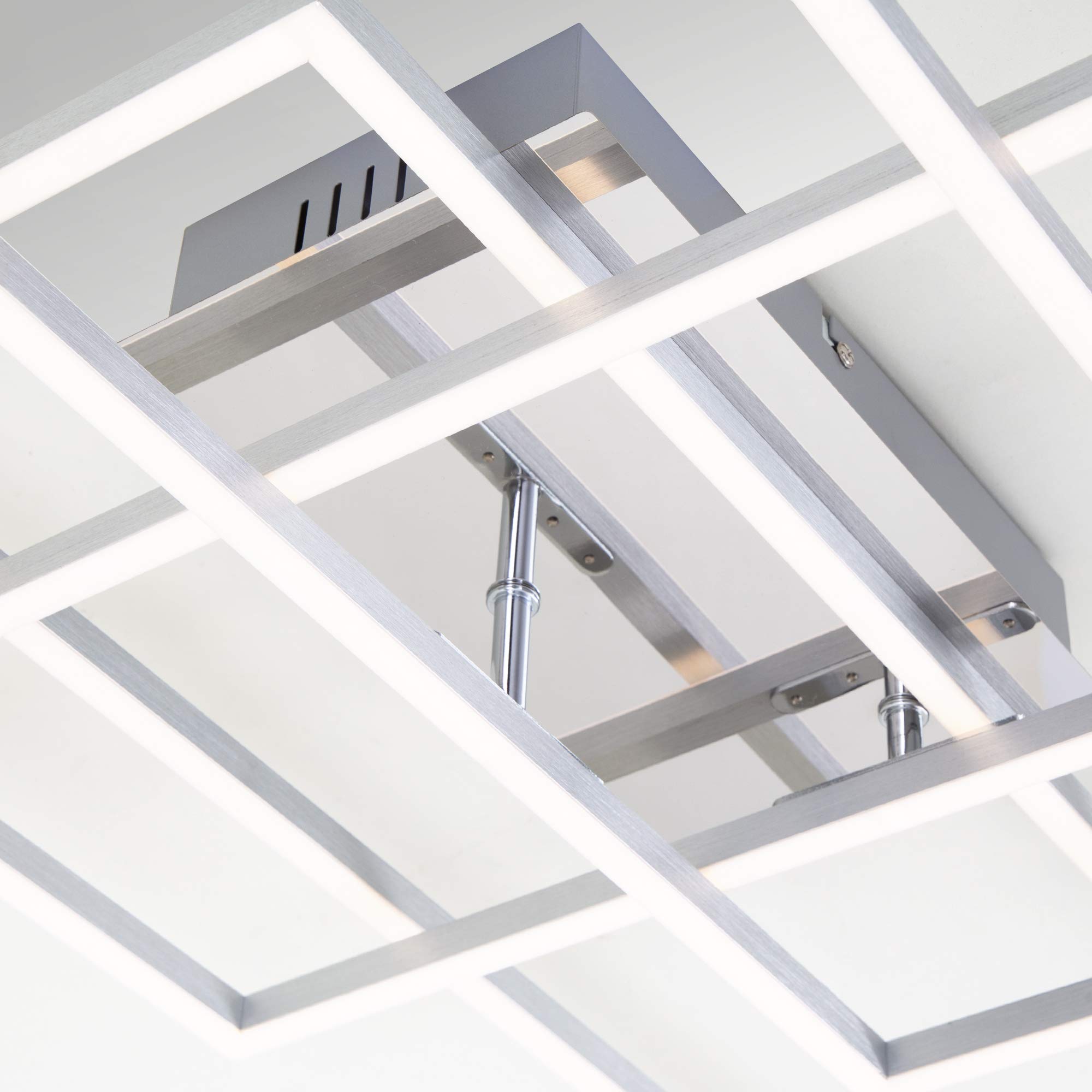 BRILONER - LED Deckenlampe mit Fernbedienung, dimmbar, einstellbar von warmweiß bis neutralweiß, Lampe, LED Deckenleuchte, Wohnzimmerlampe, Schlafzimmerlampe, Küchenlampe, 104x42x10 cm, Chrom-Alu