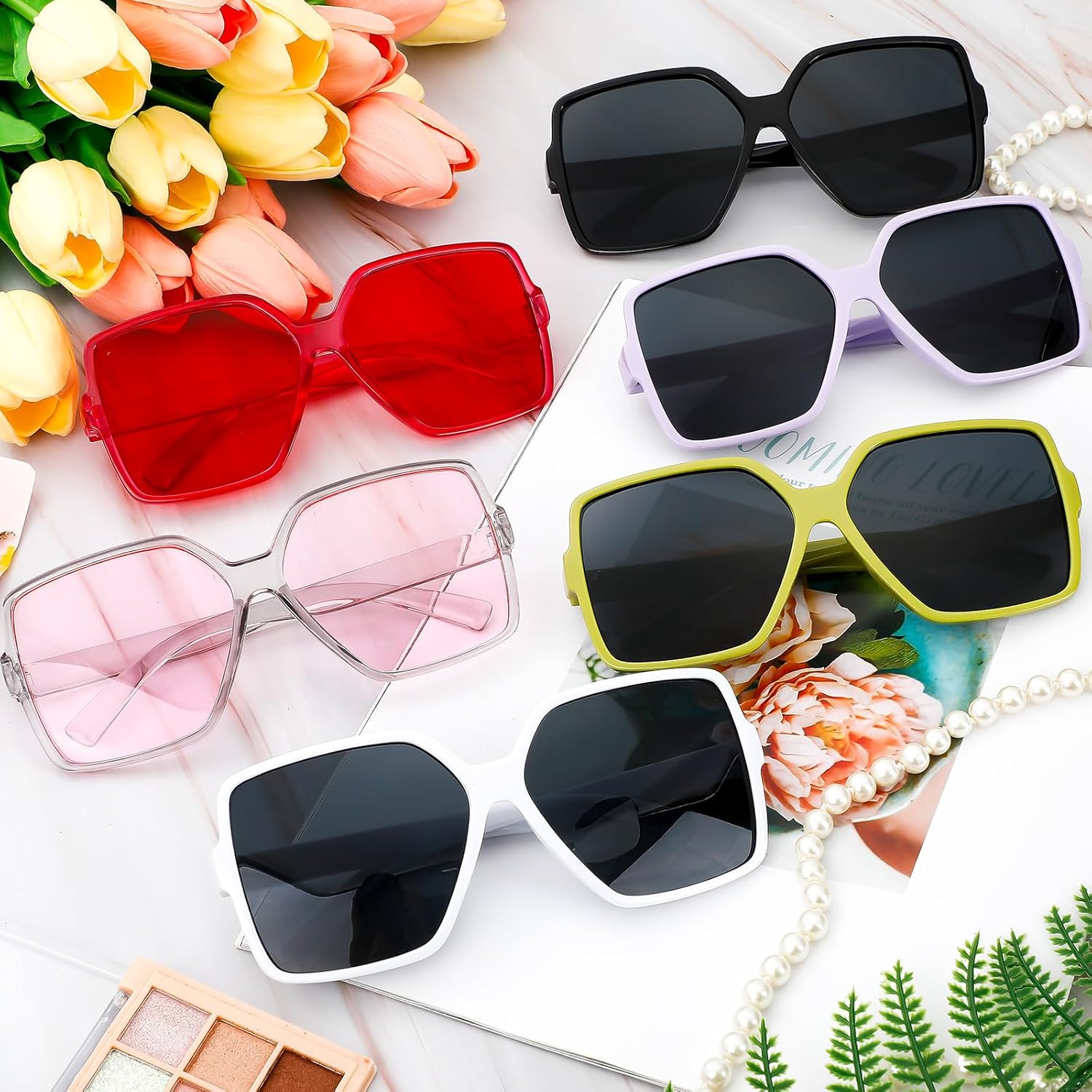 24 Pairs Oversized Square Sunglasses Bulk for Women 90s Retro Big Frame Sunglasses Large Wide Vintage Shades for Women Men Adults Unisex - Image 7