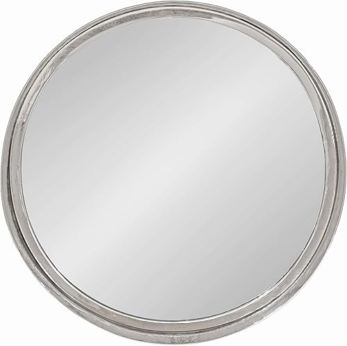 Miniatura 2 de Kate and Laurel Samana - Espejo redondo moderno con marco de metal, 24 pulgadas de diámetro, plata, decoración de pared glamorosa para cualquier