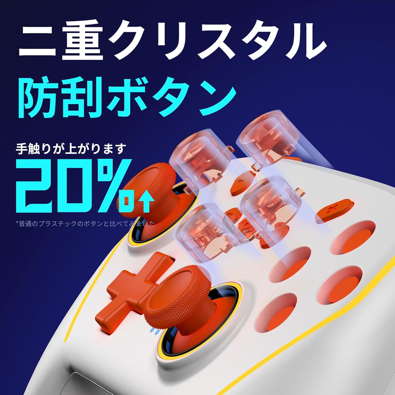 Close-up of dual crystal anti-scratch buttons
