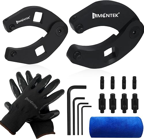 Gland Nut Spanner with Pins Allen Wrenches,Carbon Steel,for Farm | Hydraulic Cylinder Spanner Wrench Include:large&small gland wrench,gloves,towel,4 hex keys,8 pins.Sturdy,corrosion-resistant.