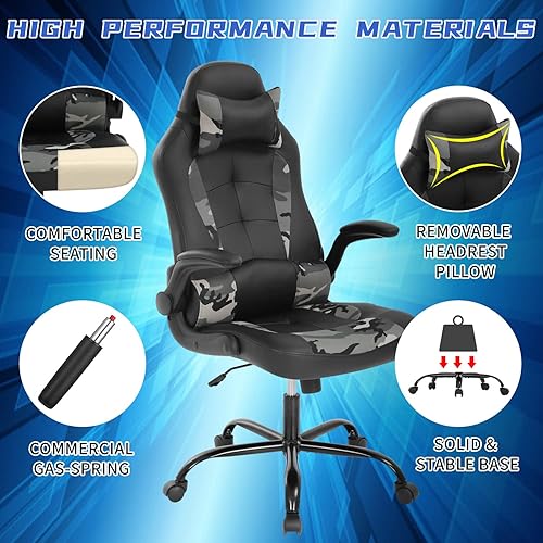 Miniatura 39 de Silla ergonómica para juegos de PC, silla de oficina para computadora, silla giratoria ajustable para videojuegos, silla de carreras con soporte