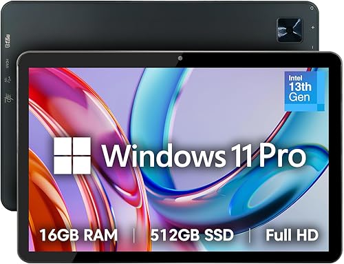 Fusion5 Tablet PC profesional Windows 11 de 10.1 pulgadas, 16 GB de RAM, SSD de 512 GB, Intel de 13 generación, Full HD, USB C, Micro HDMI, tableta