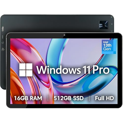 Fusion5 10.1” Windows 11 Professional Tablet PC - 16GB RAM, 512GB SSD, Intel 13th Gen, Full HD, USB C, Micro HDMI - 10 Inch Ultra Slim Windows Tablet Computer, Expandable Storage
