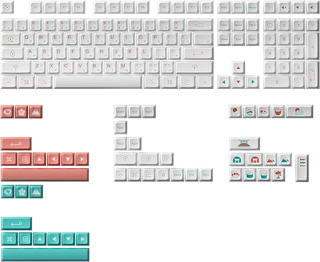 Akko Custom Keycaps Set for Mac Windows Mechanical Keyboards, Red Fuji Themed Janpanese Keycap, JDA Profile Dye-Sub PBT Key Caps with Keycap Puller for 60% 65% 75% 80% TKL Full-Sized Gaming Keyboards