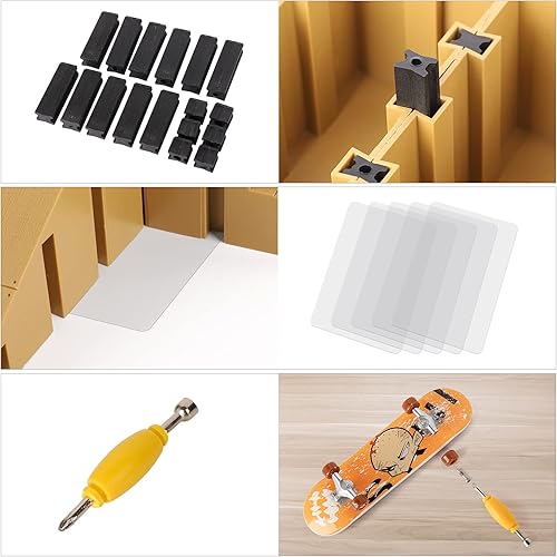 Miniatura 7 de DaCool Juego de 19 rampas para diapasón, mini juguetes para dedos, patinetas para dedos, patinetas para dedos, patineta, patineta, patinaje,
