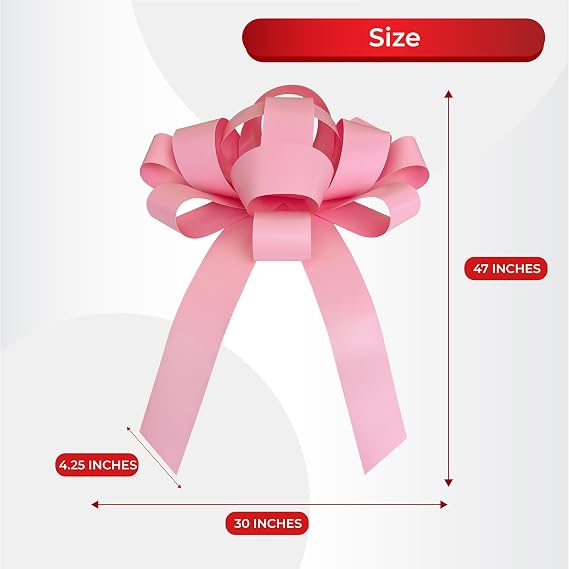 CarBowz Big Pink Car Bow, Giant 30 Bow, Non Scratch Magnet, Weather Resistant Vinyl