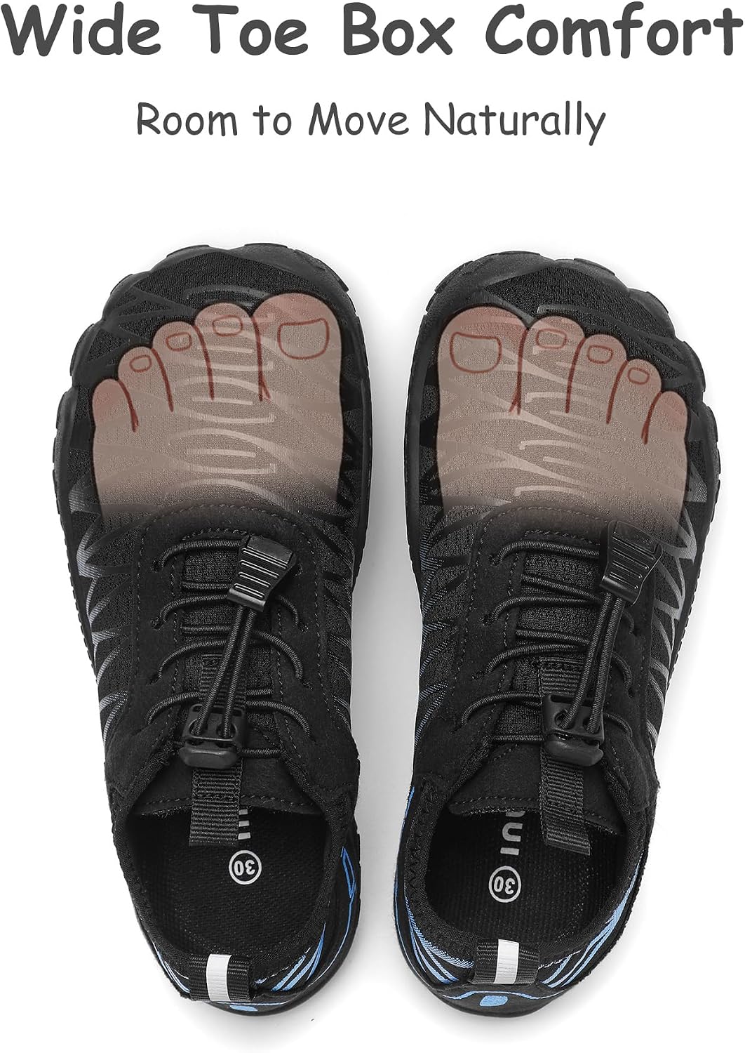 Kids Barefoot Water Shoes for Boys Girls, Wide Toe Box Aqua Shoes with Elastic Closures, Quick Dry Non-Slip Swim Beach Pool Hiking Shoes for Toddler Little Big Kids