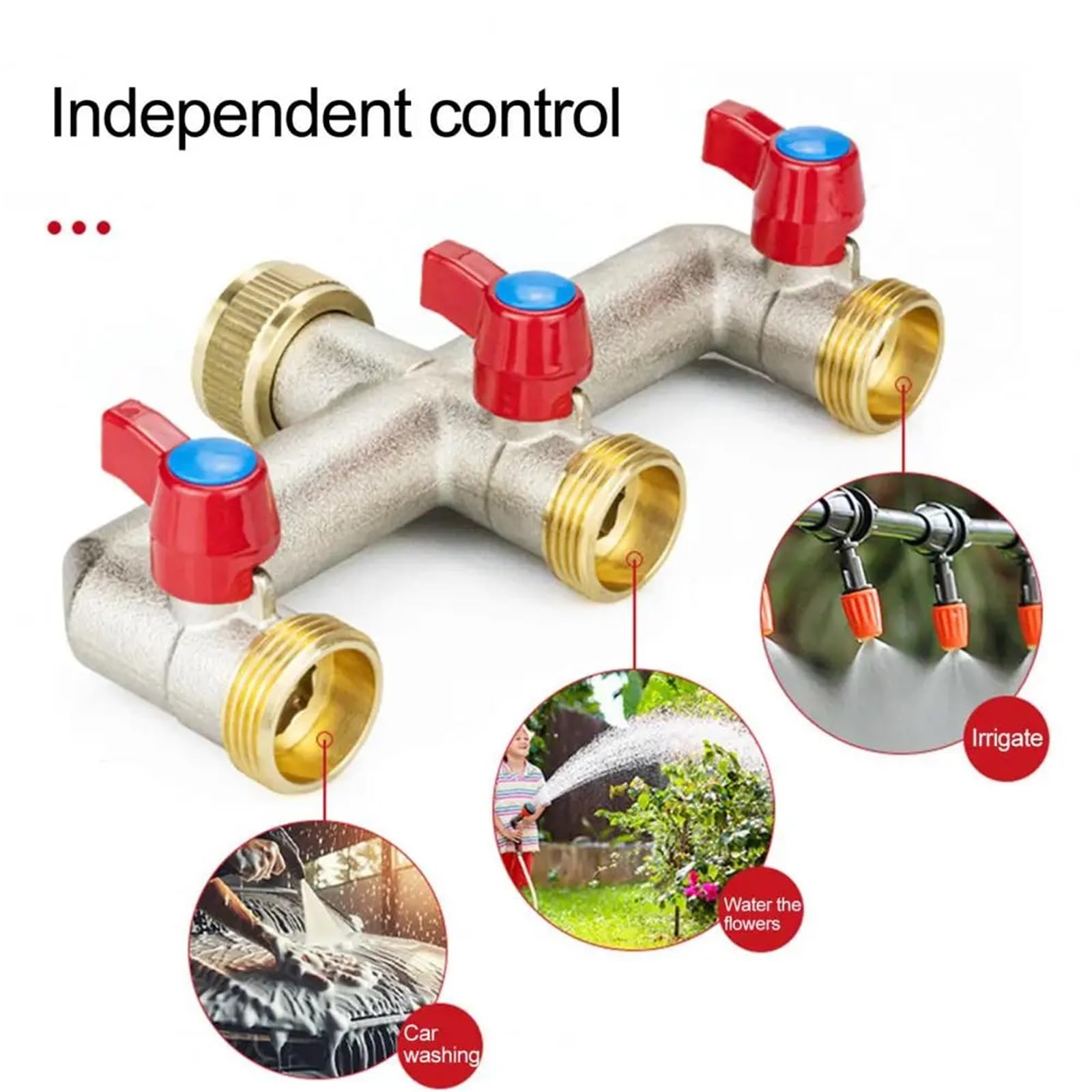Divisor de Manguera jardín 3 vías, colector Grifo latón niquelado, Adaptador Espiga 3/4 "para Jardines, Granjas para Riego De Jardín Grande