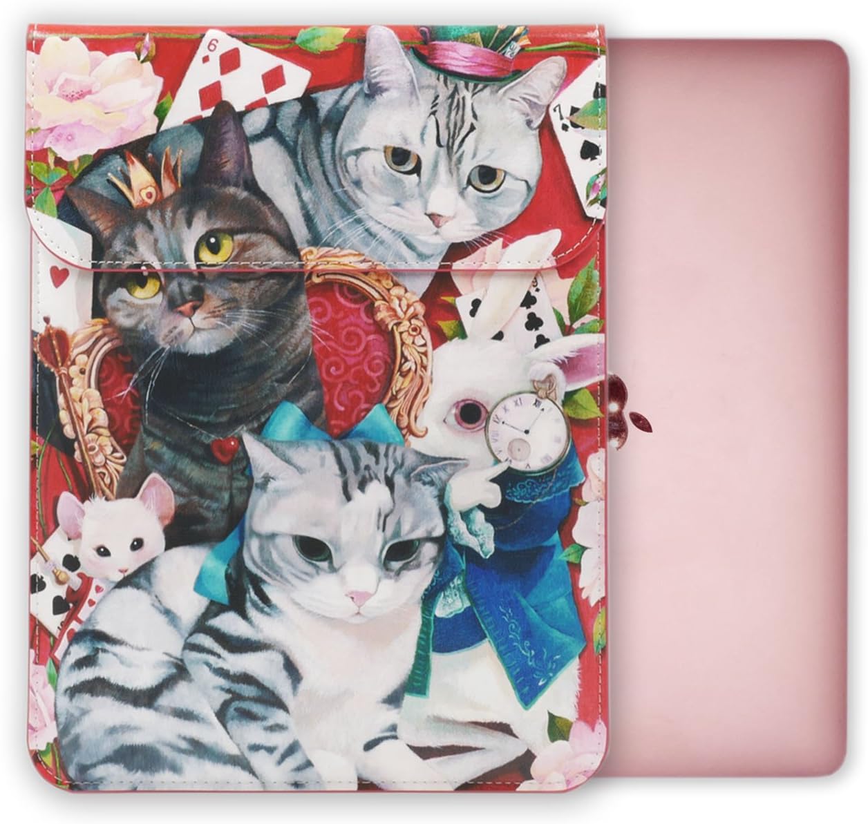 Kandouren Sleeve for Apple MacBook 12 inch,Red Cat Laptop Cover Bag Pouch for a1534(for MacBook 12 inch, Alice Cat)