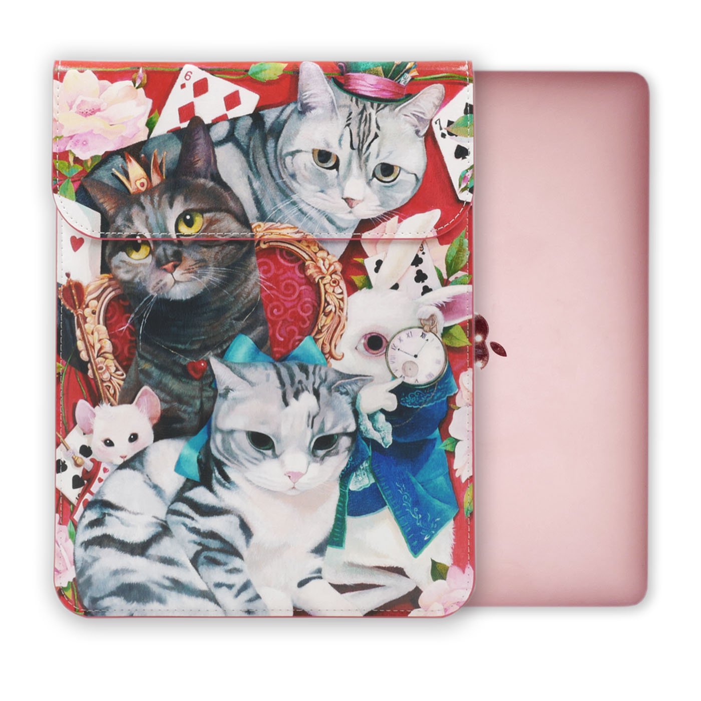 Kandouren Sleeve for Apple MacBook 12 inch,Red Cat Laptop Cover Bag Pouch for a1534(for MacBook 12 inch, Alice Cat)