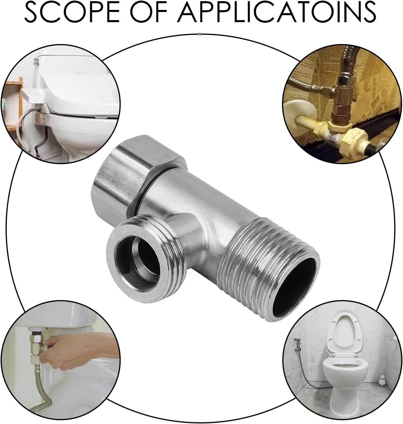 2Pack Solid Brass G1/2" 3 Way Diverter Valve - Hose Fitting Tee, 3 Way Shower Diverter, T Shape Adapter Connector for Angle Valve Hose, Bath Shower Arm, Toilet Bidet Sprayer Faucet