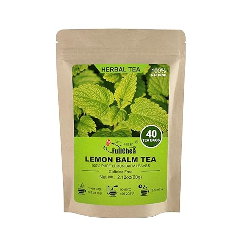 FullChea - Bolsa de té de bálsamo de limón, 40 bolsitas de té, 0.05 ozbolsa - Hierba de bálsamo de limón premium - Melissa Officinalis - Sin OMG -