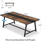Tribesigns Dining Table for 8 People, 70.87-inch Rectangular Wood Kitchen Table with Strong Metal Frame, Industrial Large Long Dining Room Table for Big Family (Rustic Brown)