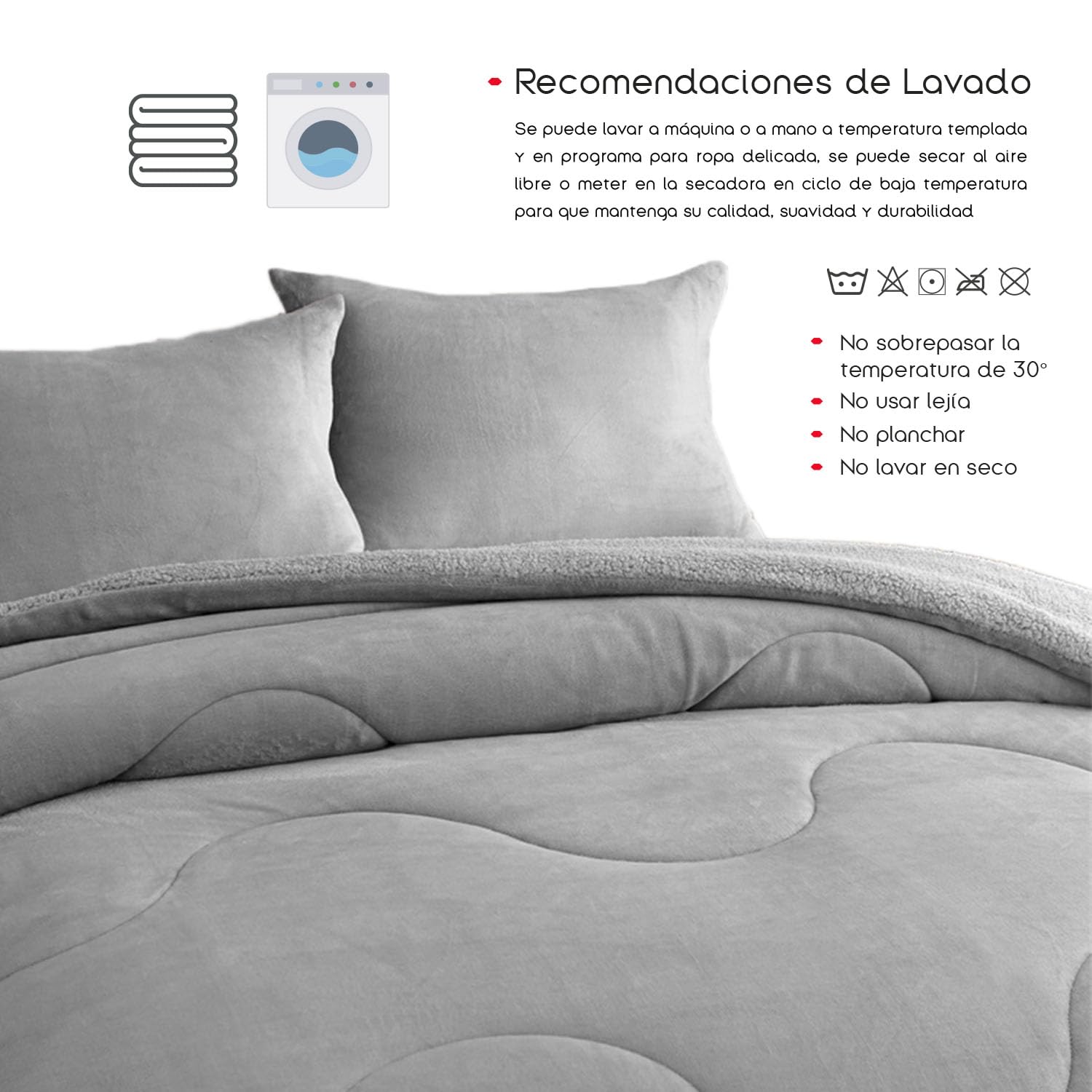 TIENDA EURASIA – Edredón Borrego Liso | Material Externo 100% Poliéster y Material Interno Sherpa Polar | Función 2 en 1 | Funda de Almohada | Edredon Borreguito Cama (Gris Claro, Cama 135/150)