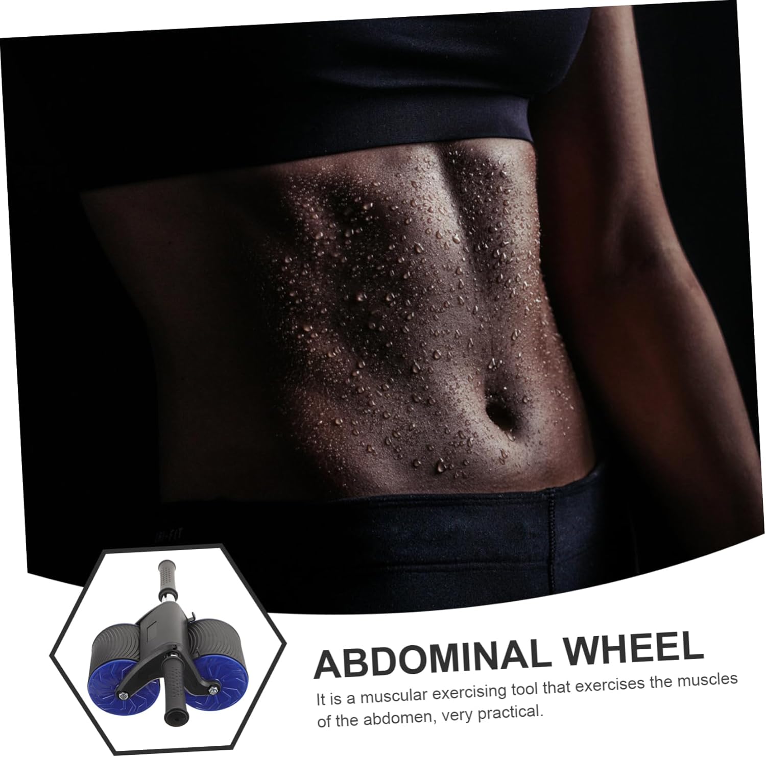 1Set Professional Abdominal Fitness Wheel Roller with Pad Automatic Rebound Ab Roller for Core Strength Training Home Gym Exercise Equipment Sturdy Skid