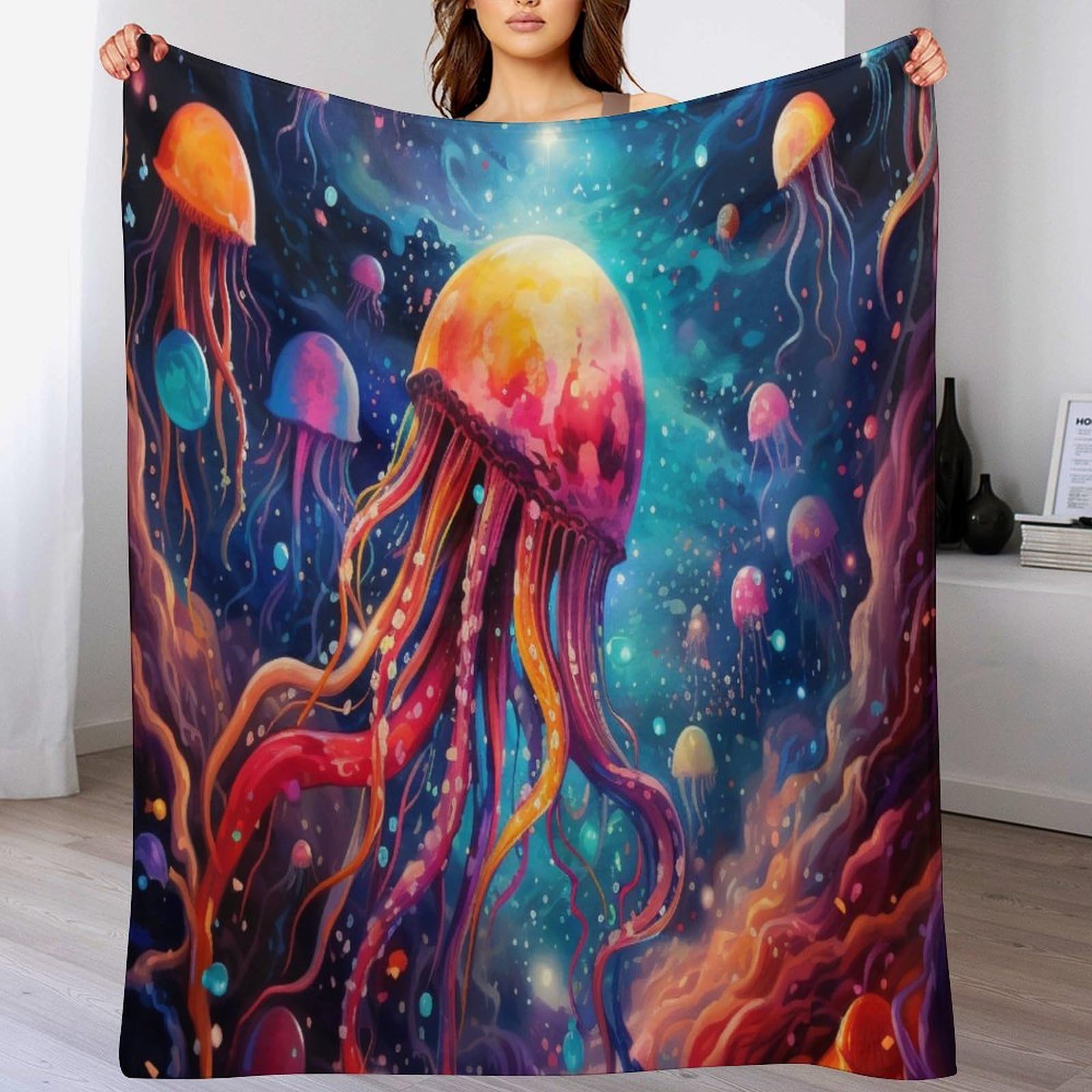 Couverture 3D poulpe en flannel chaude 100x130 cm pour lit et canapé