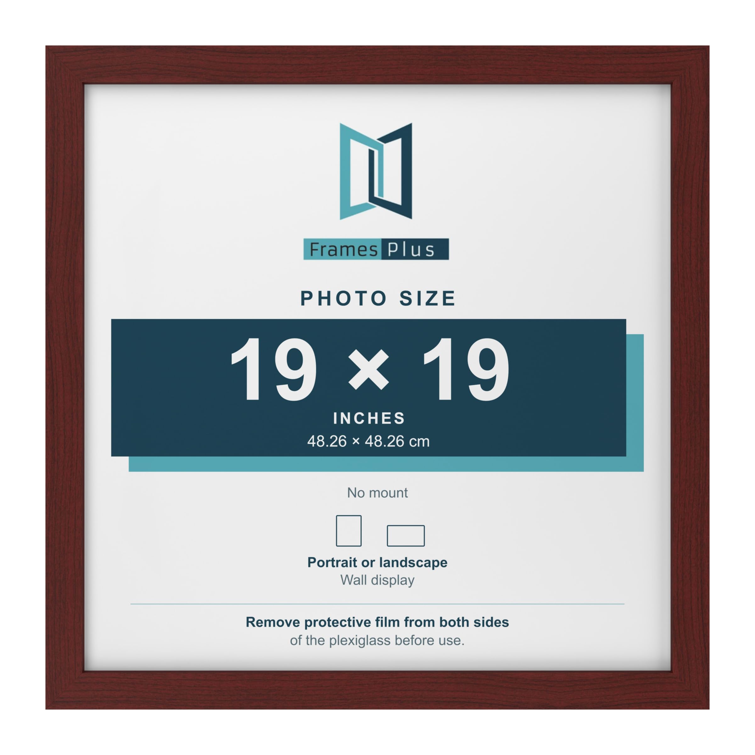 FramesPlus 19x19 Inch Square Picture Frame, Mahogany, Modern Photo Frame — image 1