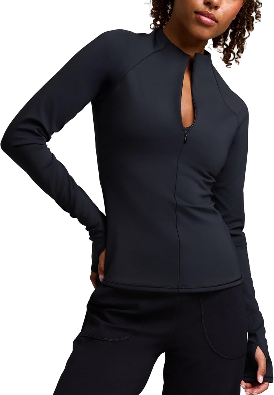 Women's Brushed Inside Quarter Zip Sweatshirt Long Sleeve Slim Fit Workout Shirts Collared Athletic Tops