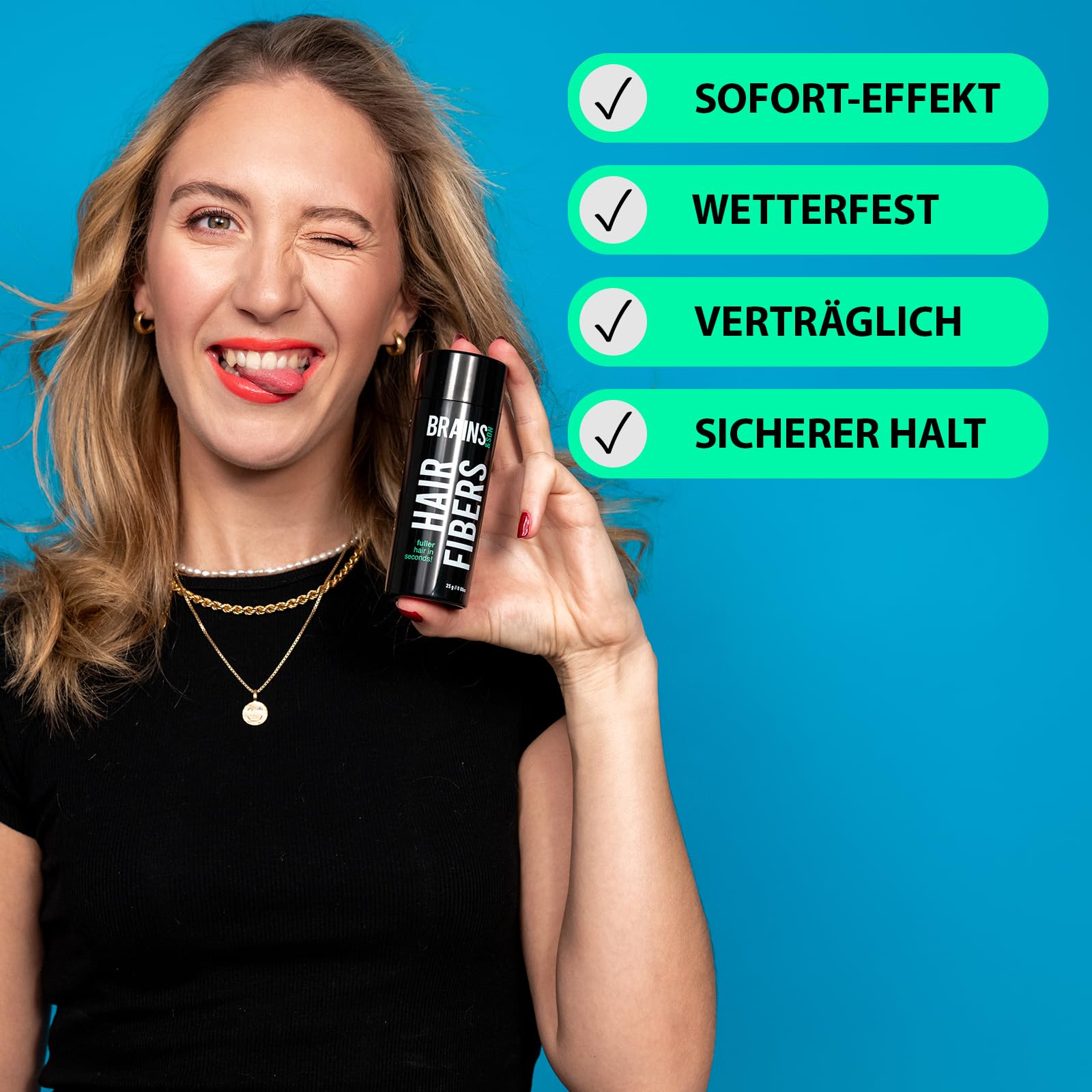 Brains & Son Produkt w proszku do zagęszczania włosów z natychmiastowym efektem, do zastosowania w przypadku zakoli, wypadania włosów i przerzedzonych włosów, puder do włosów, 25 g (siwy)