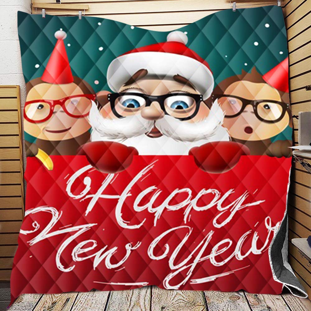 FANSU Bedspread Quilt Single Double Super King Bed Size, 3D Modern Christmas Quilted Bed Cover Sofa Blanket Throw Lightweight Decorative Coverlet Microfiber Comforter (226 * 260cm,Christmas hat)