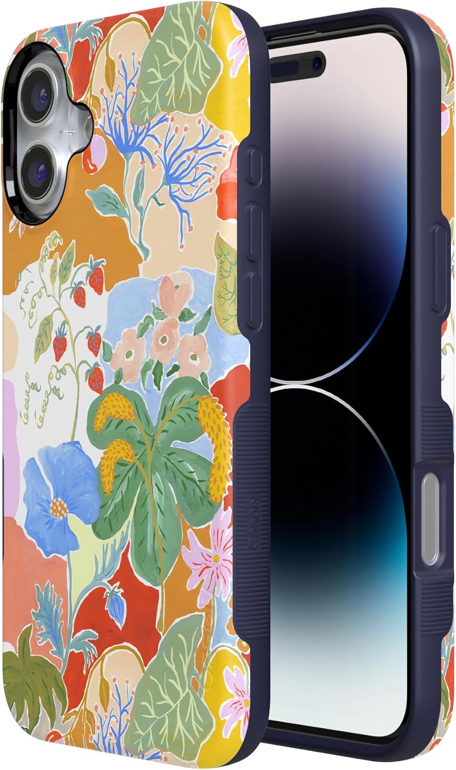 Casely iPhone 16 Case | Botanical Blooms | Floral Patchwork | Bold Protective Design | Compatible with MagSafe