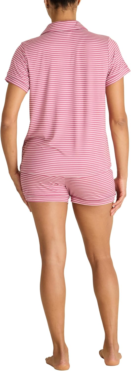 TAHARI 2 Piece Notch Collar Top and Shorts Pajama Set for Women, Soft Cozy Sets for Women - Image 4