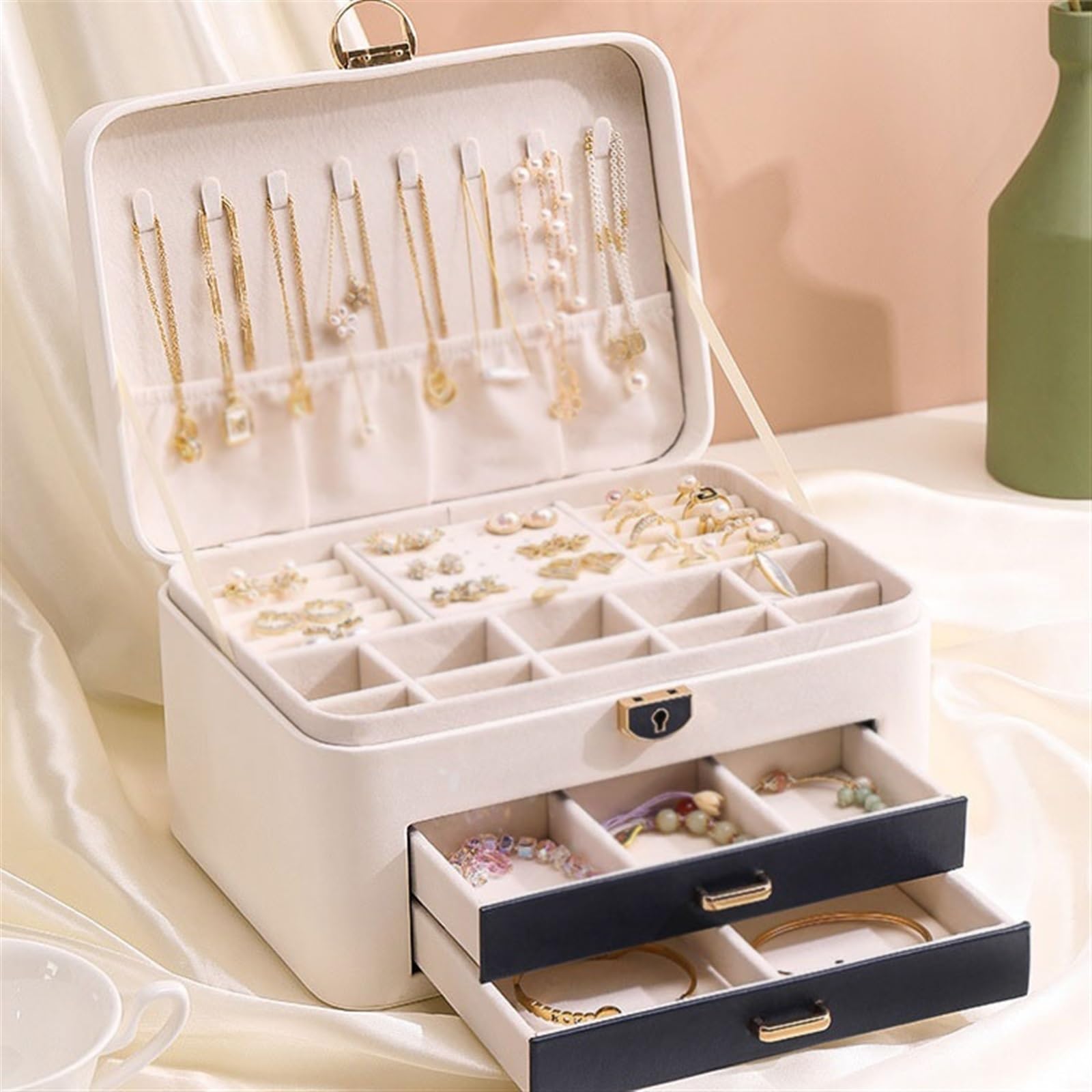Jewelry Box Organizer Jewelry Box Necklace Ring Box Bracelet Necklace Watch Storage Bracelet Earring Box Jewelry Organizer Small (C S) (A S)