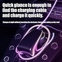 Vista 4 de MOSHOU Cable de carga USB C brillante de 3 pies, luz RGB de iluminación gradual USB C a USB C, PD de 100 W, cable de carga LED rápida para Samsung