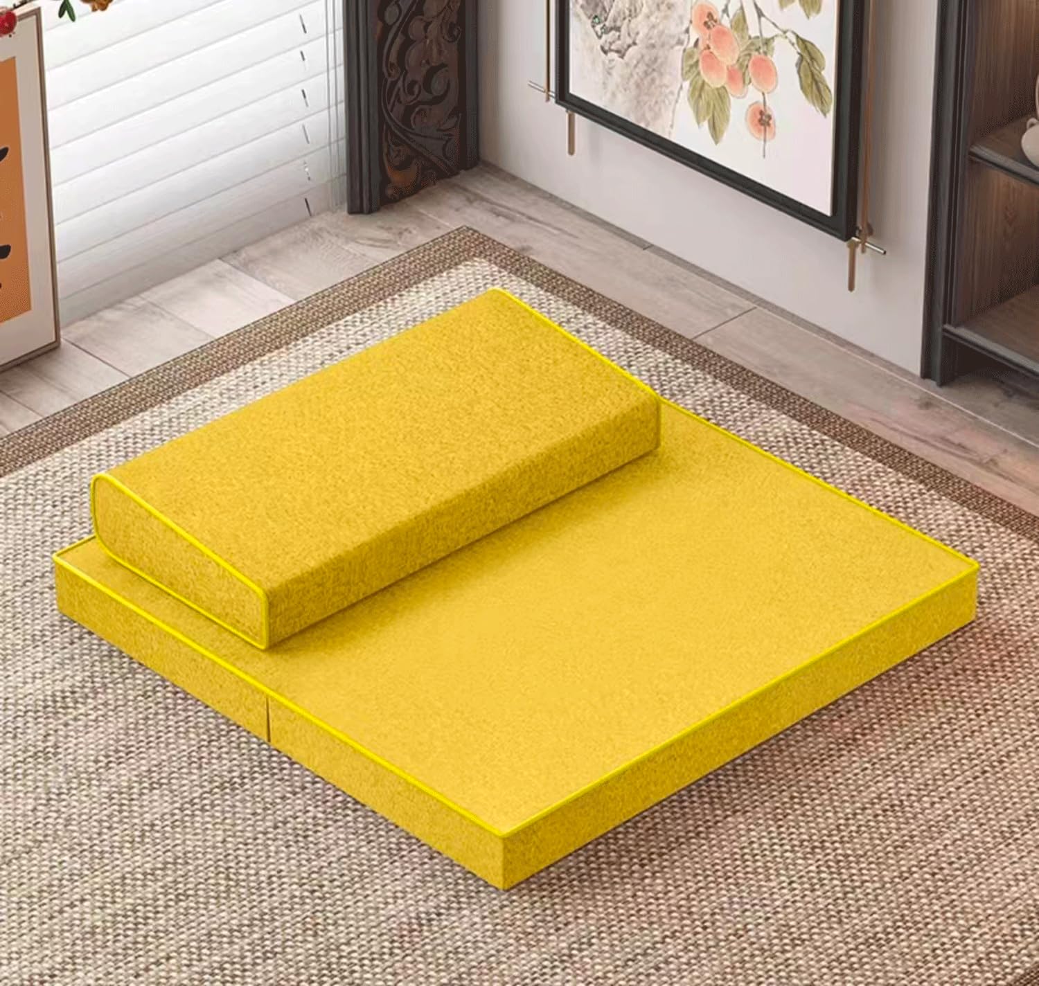 Cojín grande y de meditación,alfombra meditaciones artesanales cuadradas