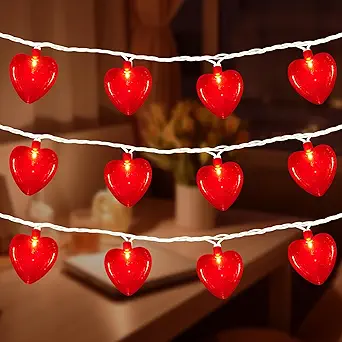 Abeja 8.5Ft Red Heart String Light, Valentine Day Decoration Lights with10 Red Heart, Connectable Fairy Heart String Lights for Valentine's Day Bedroom Wedding Anniversary Outdoor Indoor Decor