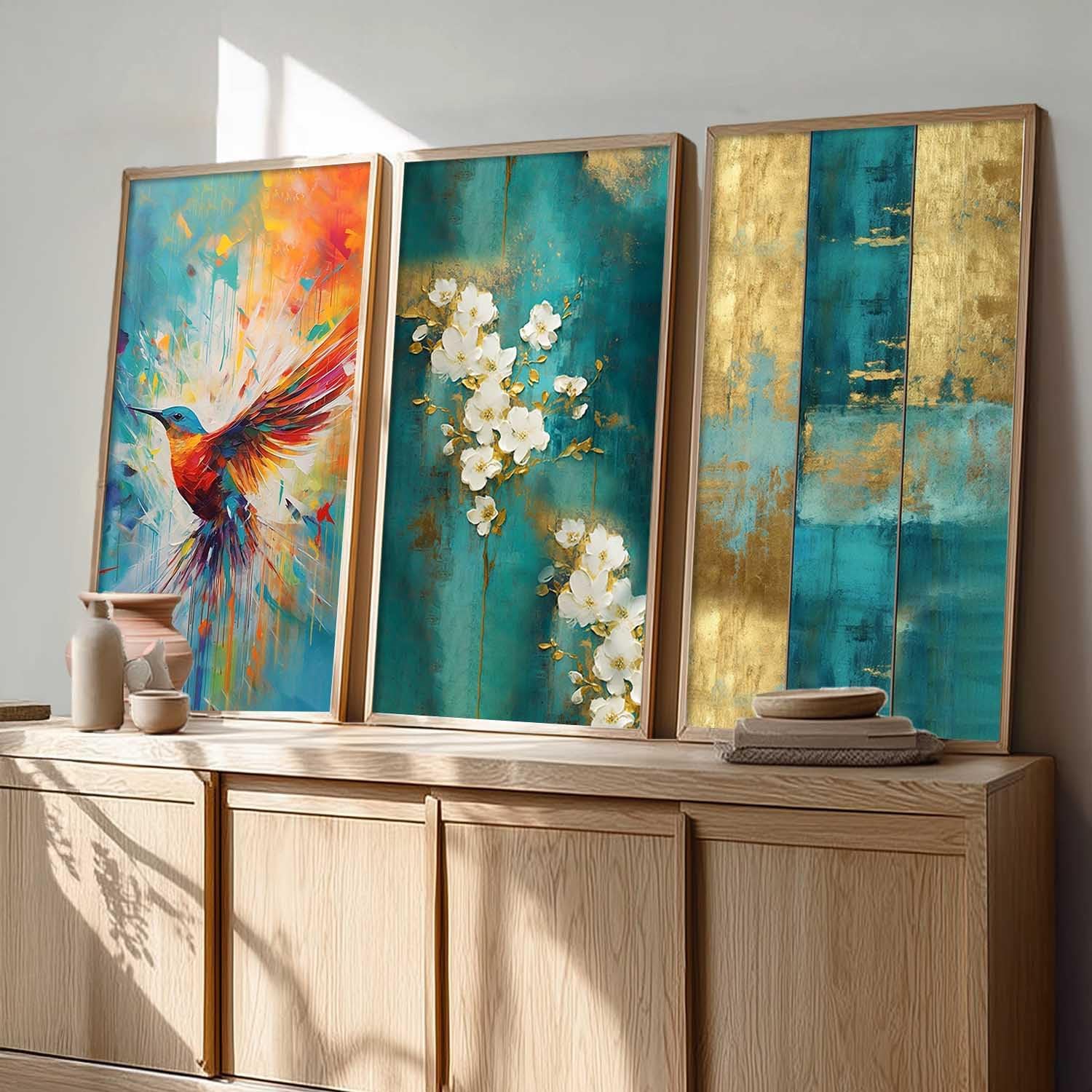 Kotart Abstract Wall Art Set - 3 Floral Prints -9 Kotart Abstract Wall Art Set - 3 Floral Prints -9
