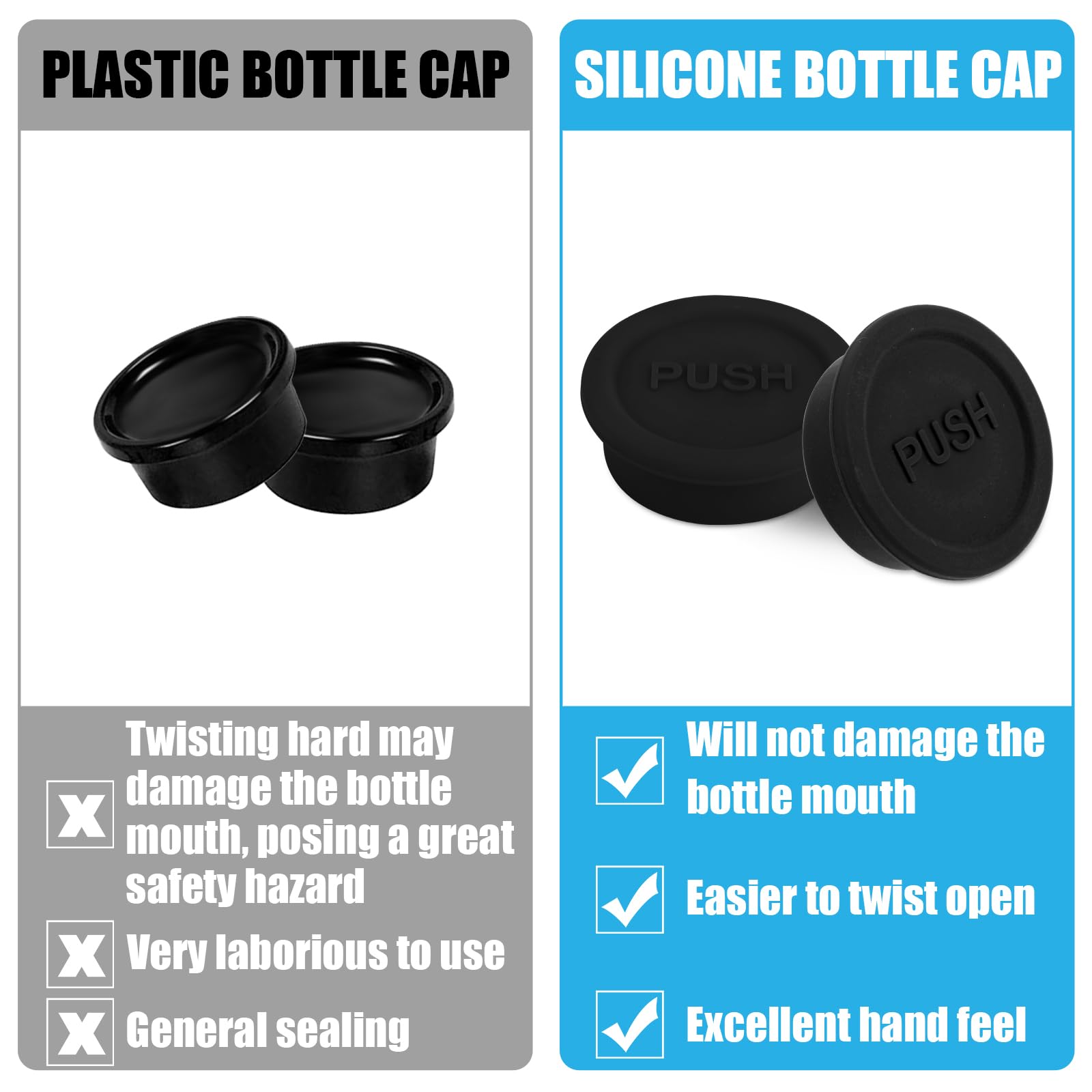 Bouchons De Bouteille Soda Réutilisables - Lot De 2, Étanches, Sans BPA, Pour Machines à Soda (Noir)