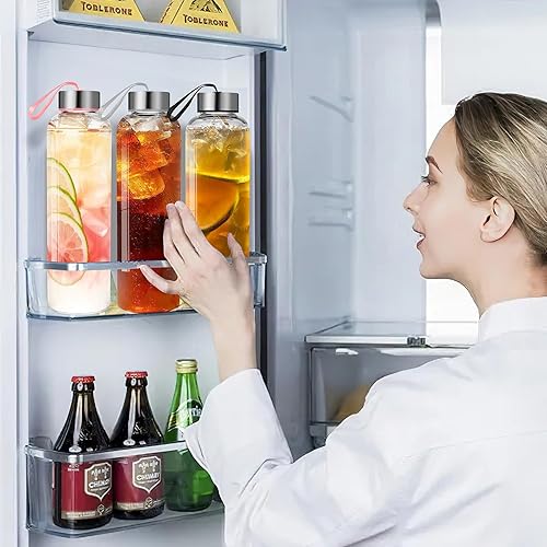 Miniatura 4 de GoldArea Botellas de agua de vidrio  6 paquetes de botellas de vidrio de 18 onzas con tapas para jugo, limpiezas de jugo y botellas de jugo