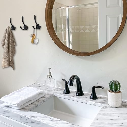 Miniatura 5 de Paquete de 18 ganchos grandes y resistentes de tres puntas montados en la pared con 36 tornillos ganchos rústicos retro de doble utilidad para