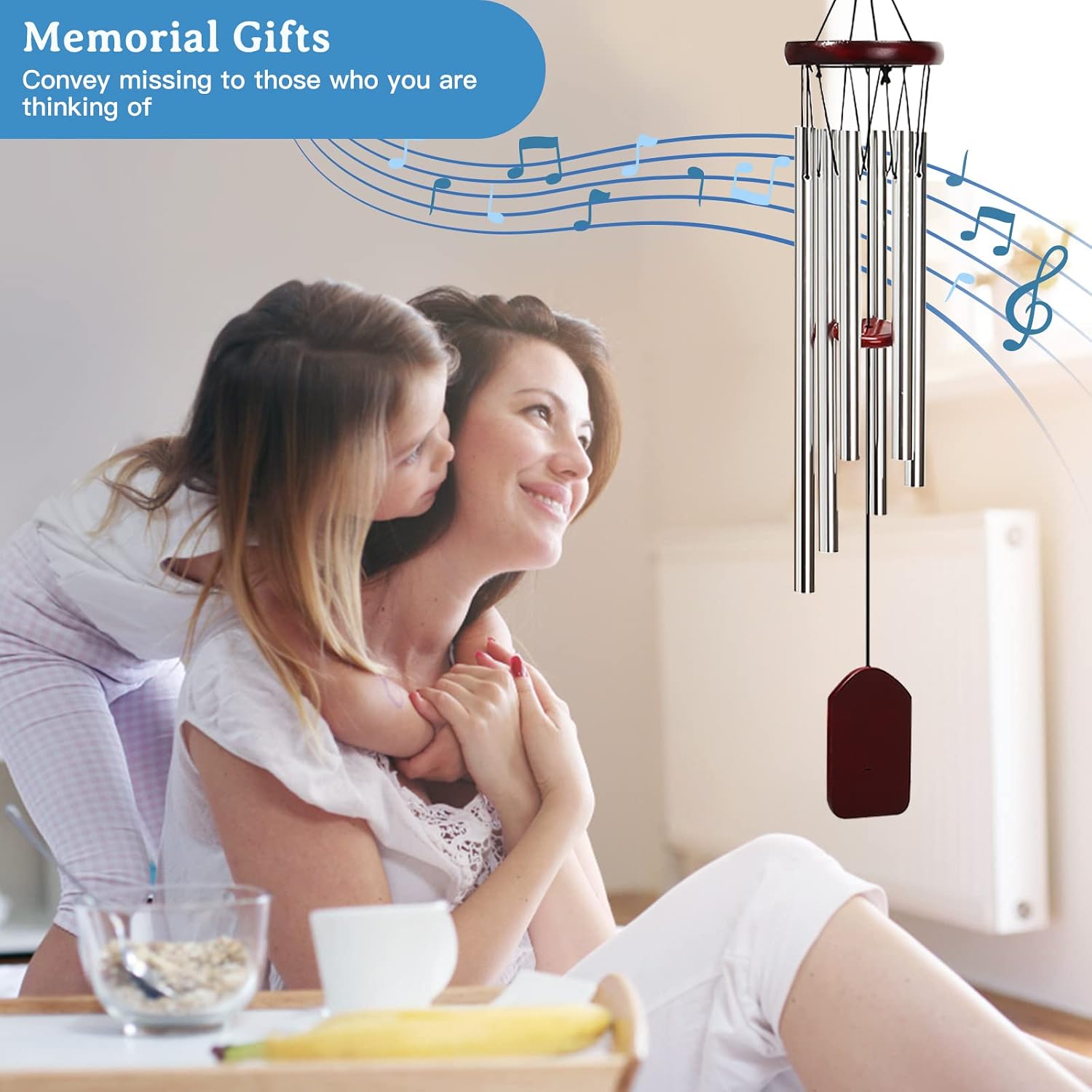 MOHOO Memorial Wind Chimes, 24'' Wind Chime for Outdoor with 6 Metal Tubes, Crisp Sounds for Relaxing, Suitable for Outdoor Garden, Yard, Patio, Home Decoration, Gift