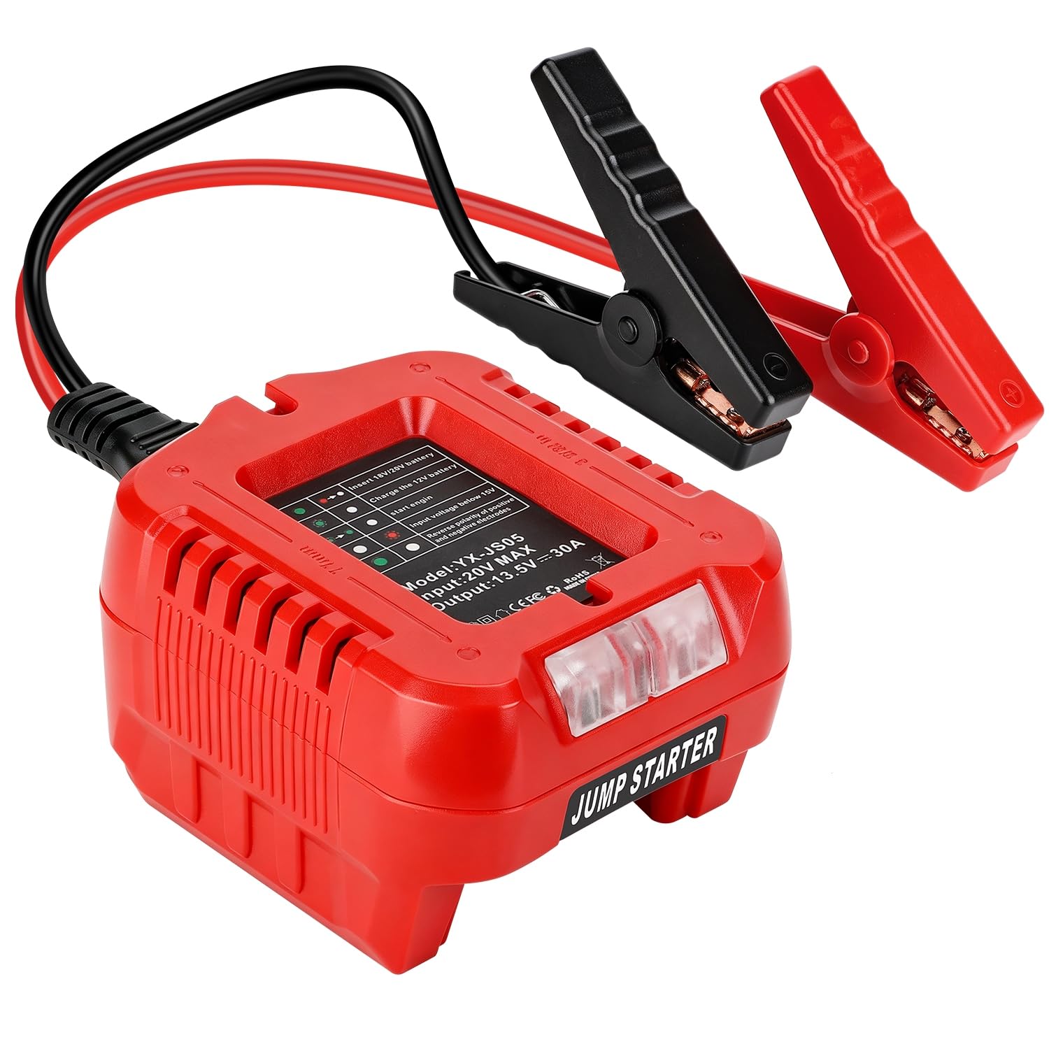 Choerinton Adaptateur de démarrage de voiture pour batterie Milwaukee M18 18 V, booster de batterie automobile avec pinces de câble de démarrage 13,5 V, démarreur d'urgence de voiture (batterie non