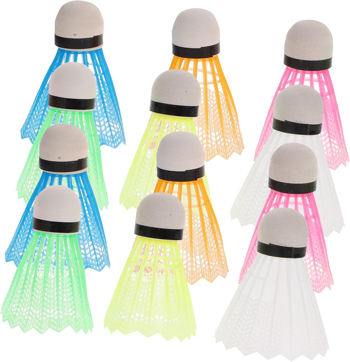 Badminton Birdie Balls 12-Pack Nylon Shuttlecocks Giant Shuttlecock for Boys and Girls Replacement Birdies Sturdy Plastic Badminton for Use