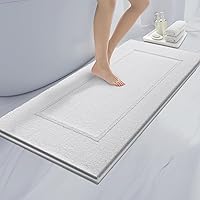 anllugs Non-Slip Bathroom Rug 24x60 Inch - Extra Soft Absorbent Quick Dry Bath Mat, Machine Washable for Shower Tub Sink, White