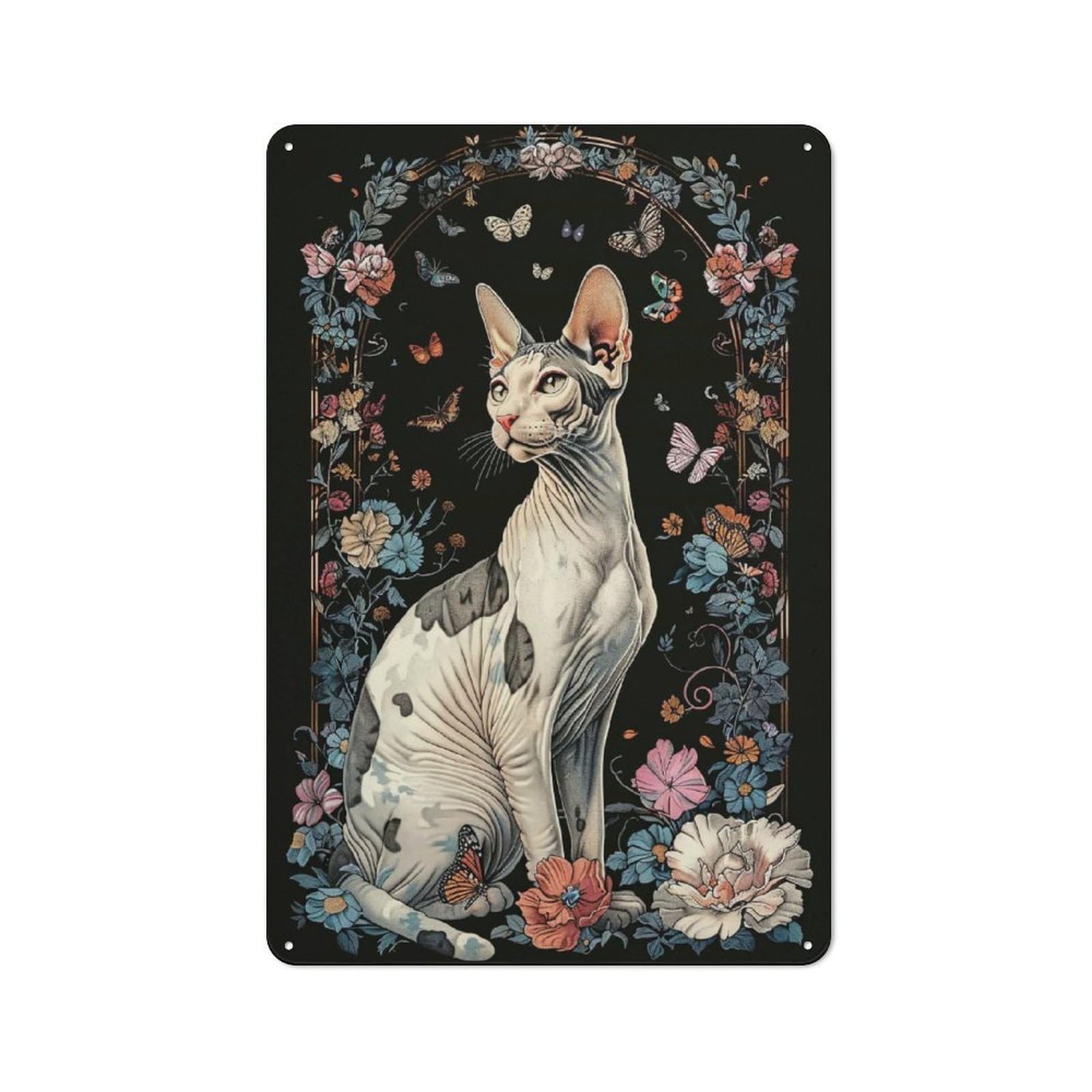 Junmoney Cornish Rex Vintage Metal Wall Decor 30X20cm, Decorative Metal Plaque For Coffee Bar, Small Shop Or Dining Room