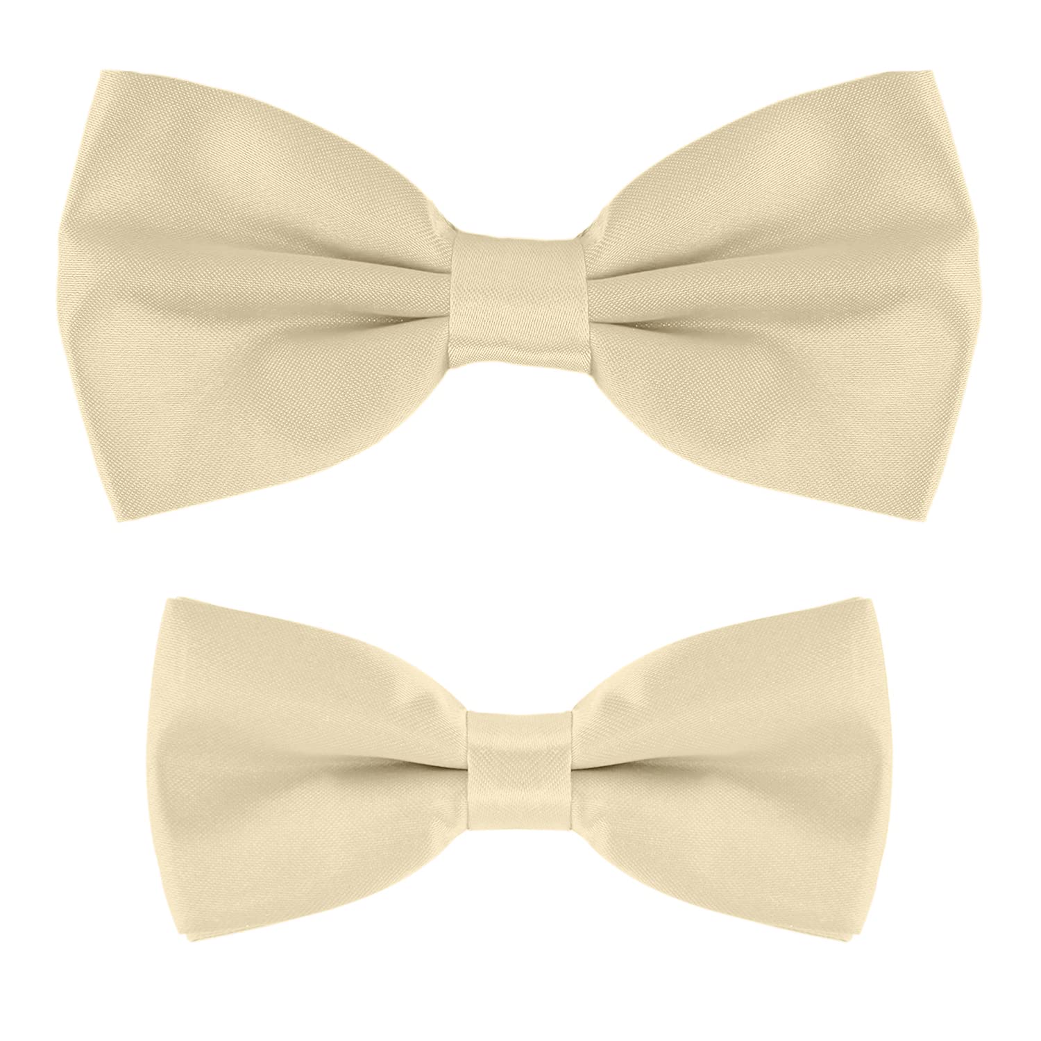 Masada Men's Beige Father & Son Matching Set Of Bowties, Pre-Tied And Smoothly Adjustable