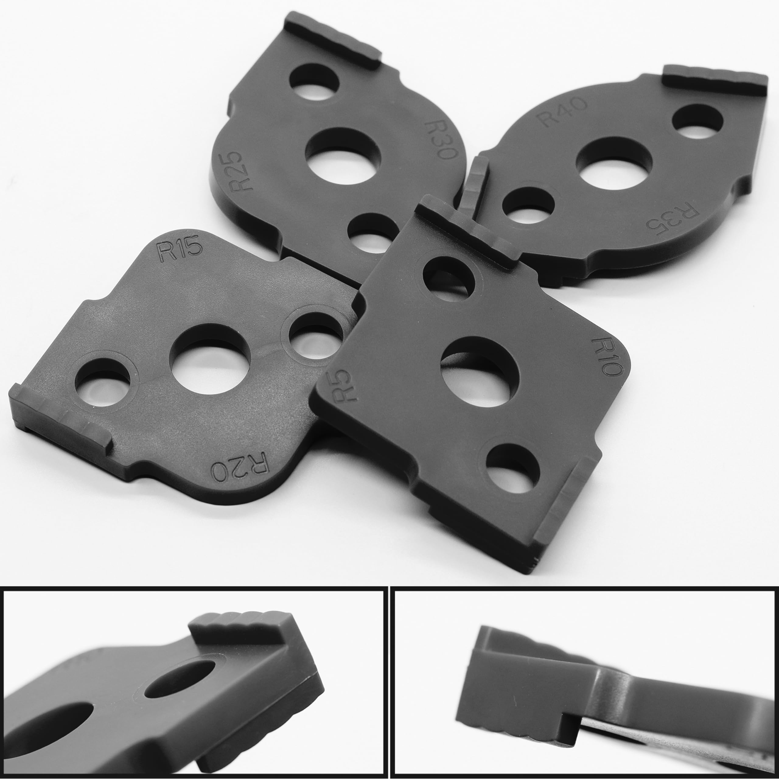 Promień Jig Router Szablony do frezowania promienia narożników czarny, klej do przetwarzania ABS i CNC o wysokiej twardości, frezowanie zaokrąglonych narożników szablony frezów, R5 R10 R15 R20 R25 R30