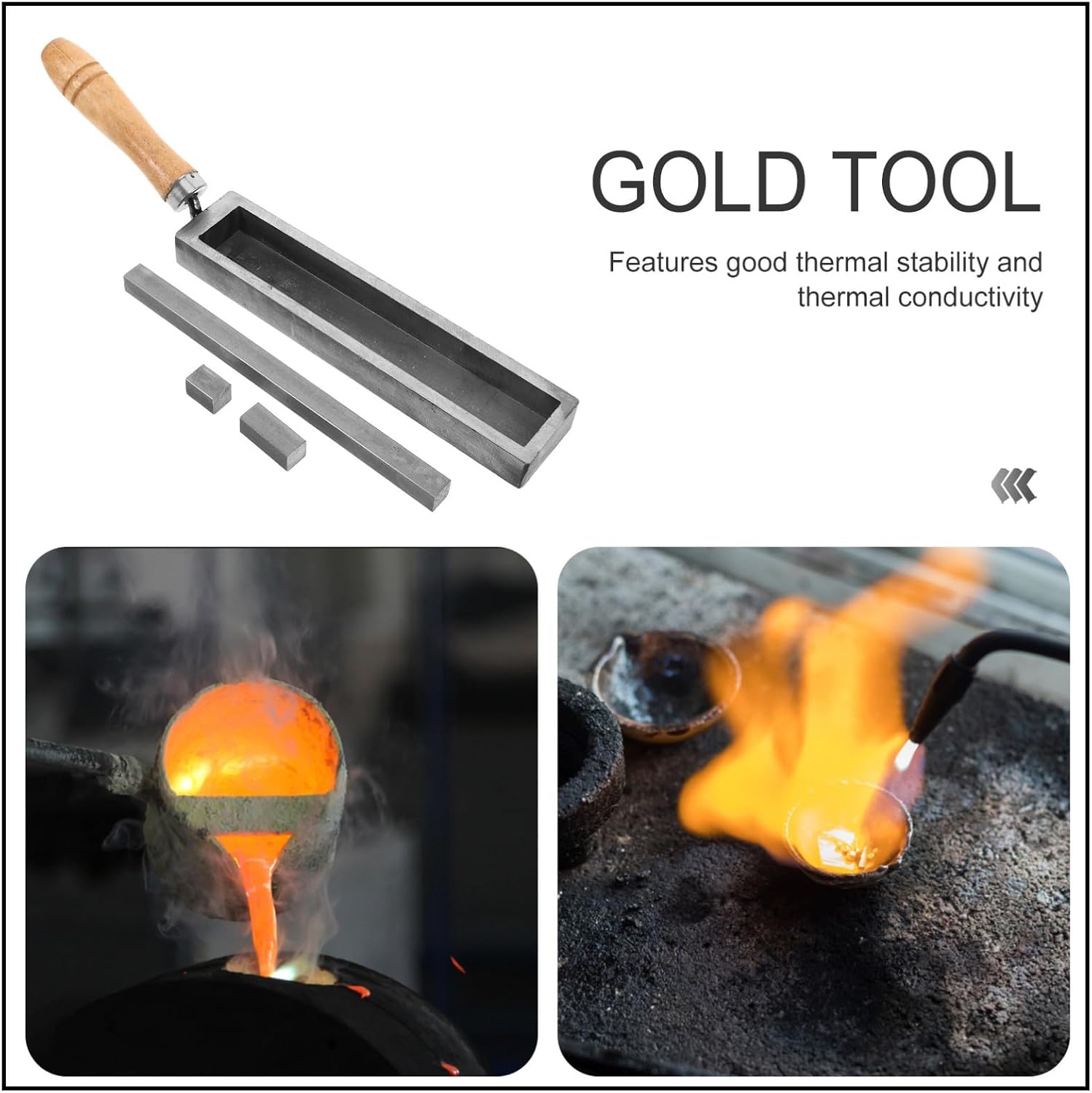 European Cast Iron Ingot with Wooden Handle for Smelting