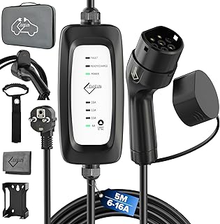 Chargeur Voiture Electrique 3,6kW 5M | Réglable 6/10/13/16A | Câble Recharge Type 2 Compatible ID.3/ID.4, Model 3/Y, Zoe, e-208, Spring, et Autres EV et PHEV