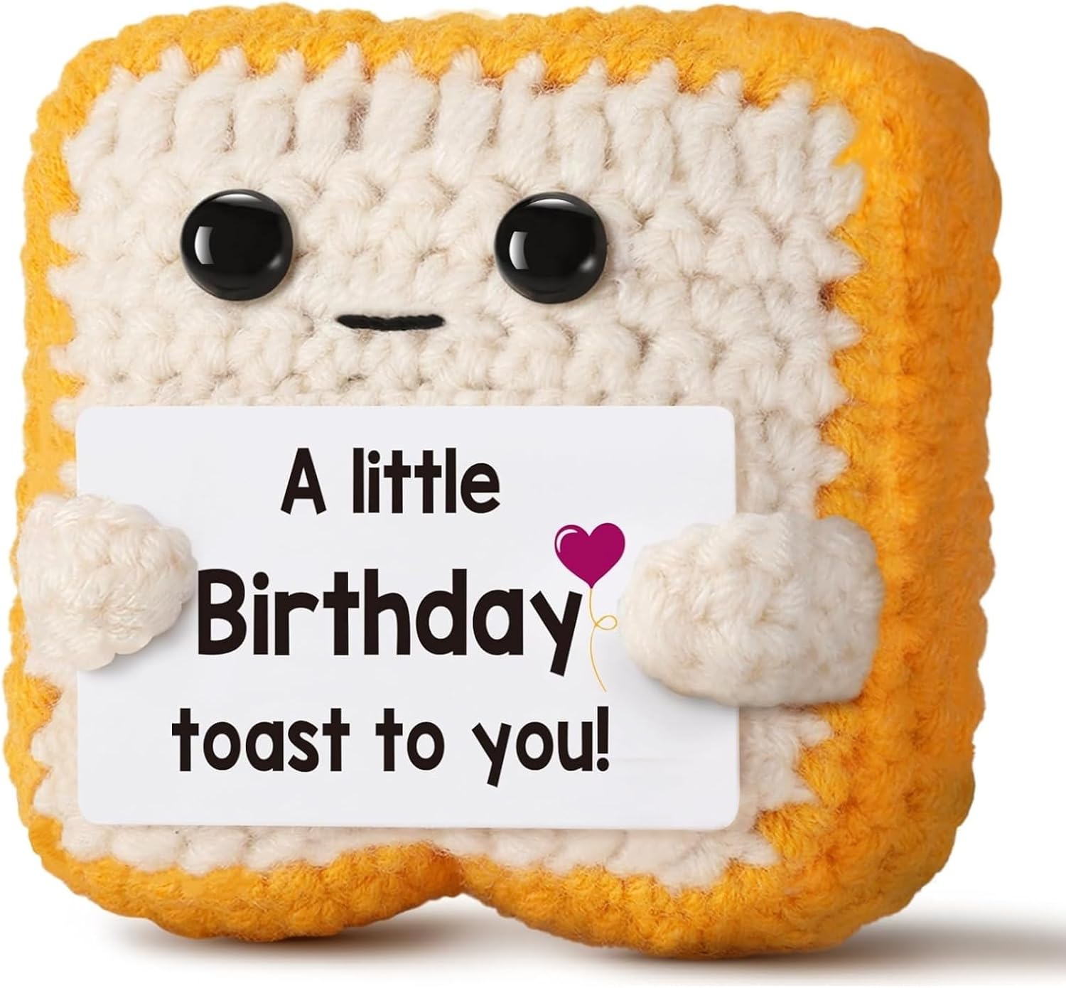 Funny Birthday Gifts for Women, Men, Mom, Dad, Sister, Girlfriend, Handmade Crochet Toast, Cute Office Desk Decor, Birthday Decorations Crochet Toast Gift with Message Card