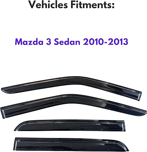 Miniatura 44 de KPY Moldura deflectora de viento con protección contra la lluvia compatible con Mazda CX-3 2016-2021 (CX3), 4 unidades, para ventana lateral