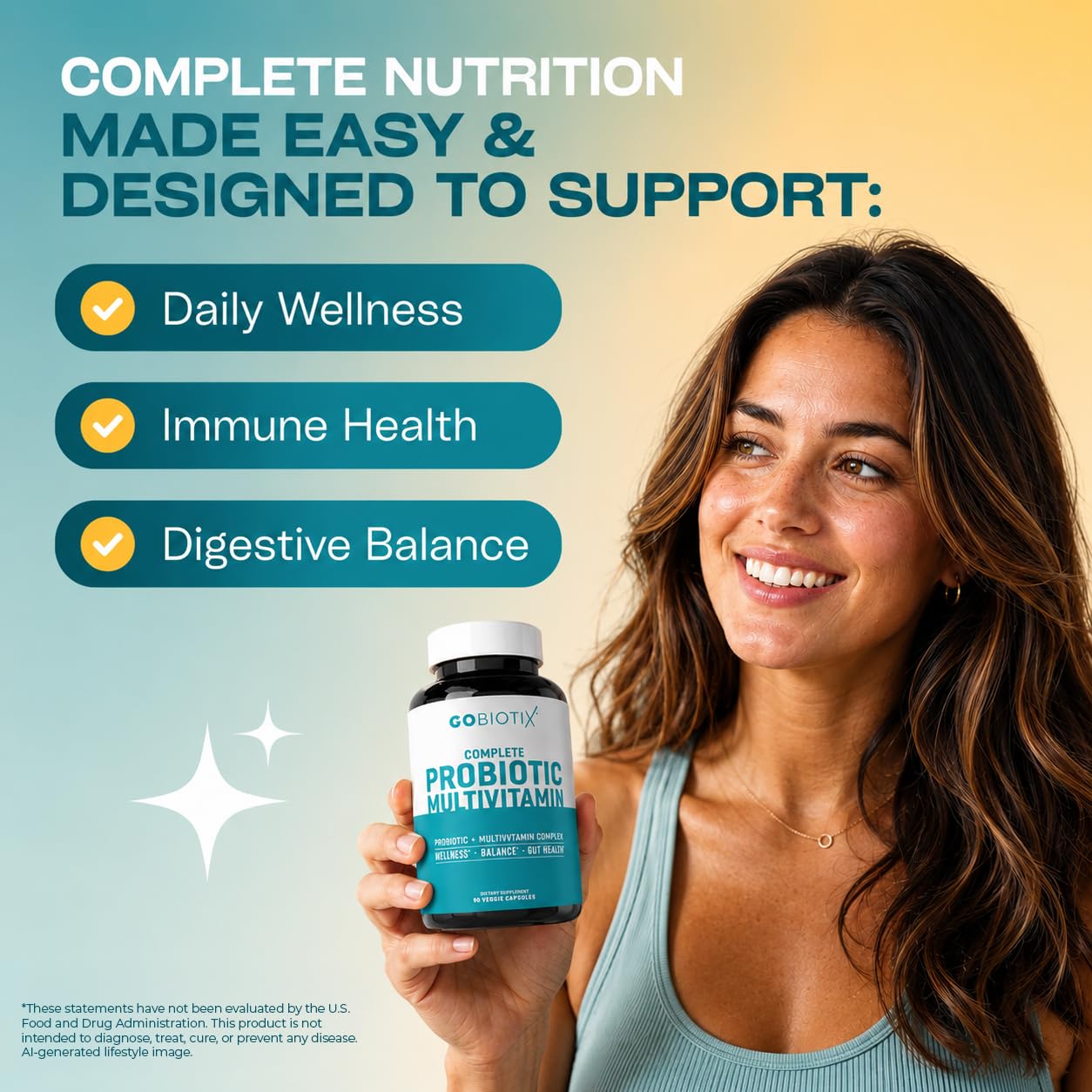 GOBIOTIX Multivitamin with Probiotics and Digestive Enzymes - 25 Billion CFU - Digestive Health, Probiotics for Women and Men - Gluten Free Pills - 90 Capsules — Amazon image 3