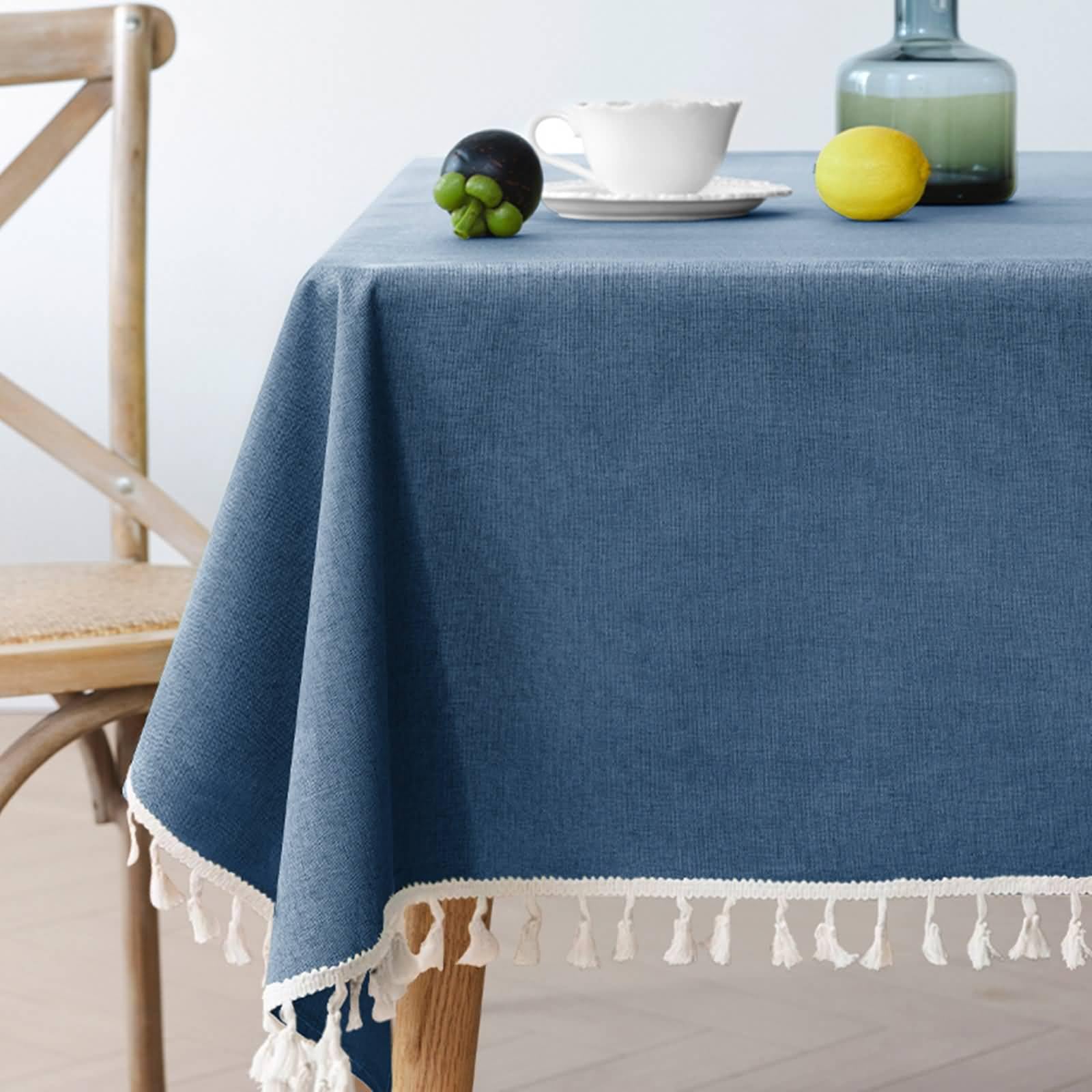 Polyester Tischdecke Landhausstil Vintage, Marineblau | 140x200CM