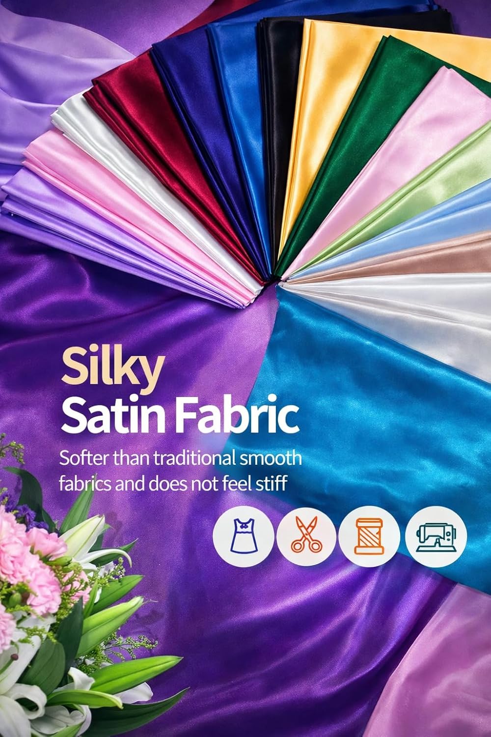 Satin Fabric 10 Yard Bridal Solid for Wedding Dress Fashion Crafts Costumes Decorations Silky Satin 44” - (10 Yard, Hunter Green)