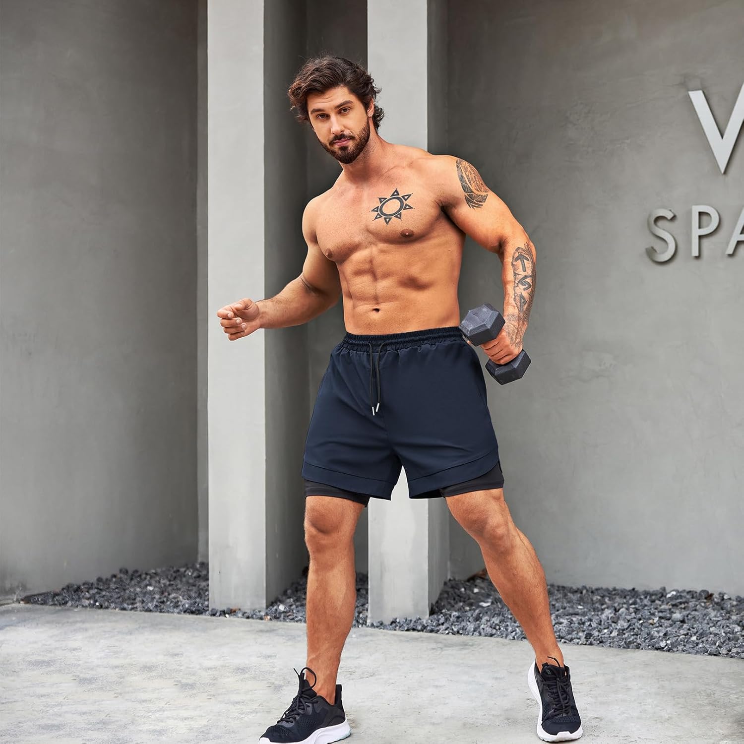 COOFANDY Men's 2 Pack Running Shorts 2 in 1 Workout Shorts Quick Dry Gym Training Athletic Jogger with Phone Pockets - Image 6